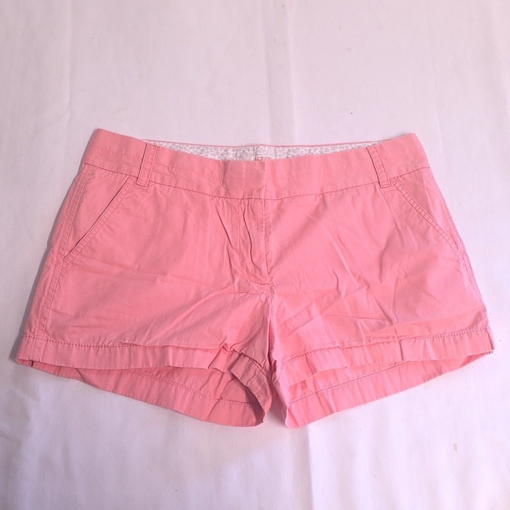 J.Crew Chino Shorts Women 8 Pink Broken-In Cotton Low Rise Casual Preppy Summer